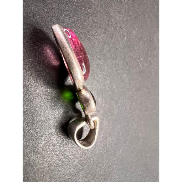 NEW Pink tourmaline and chrome diopside sterling silver pendant 1.75 grams - Picture 5 of 11